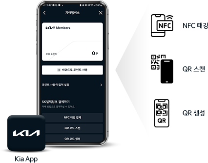 기아 충전 로밍의 NFC·QR 회원 인증 예시